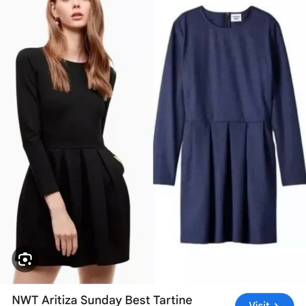 Aritzia Tartine Pleated Long Sleeve Dress